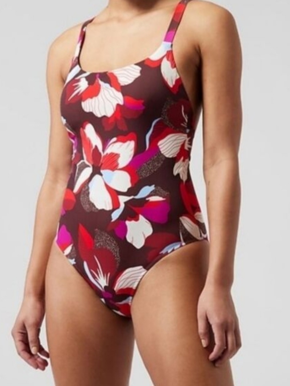NEW Athleta Hermosa One Piece Swimsuit Hero Bloom Decadent Chocolate NWT